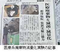 写真:医療系廃棄物減量化実験の記事