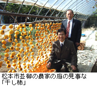 写真：松本市並柳の農家の庭の見事な「干し柿」