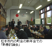 写真：松本市内の町会の新年会での「新春討論会」