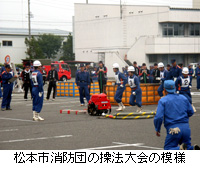写真：松本市消防団の操法大会の模様