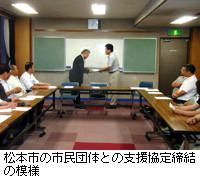 写真：松本市の市民団体との支援協定締結の模様