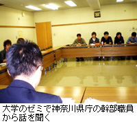 写真：大学のゼミで神奈川県庁の幹部職員から話を聞く