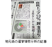 写真：地元紙の選挙情勢分析の記事