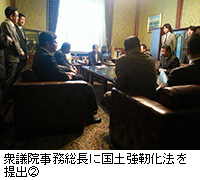 写真：衆議院事務総長に国土強靭化法を提出2