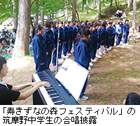 写真：「寿きずなの森フェスティバル」の筑摩野中学生の合唱披露