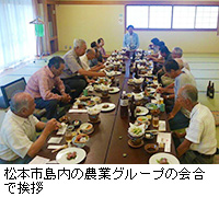 写真：松本市島内の農業グループの会合で挨拶