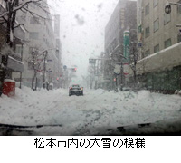 写真：松本市内の大雪の模様
