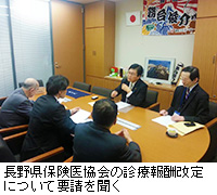 写真：長野県保険医協会の診療報酬改定について要請を聞く