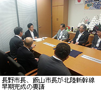写真：長野市長、飯山市長が北陸新幹線早期完成の要請
