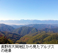 写真：長野市大岡地区から見たアルプスの絶景