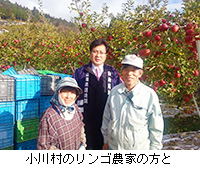 写真：小川村のリンゴ農家の方と