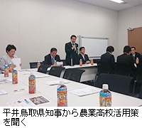 写真：平井鳥取県知事から農業高校活用策を聞く
