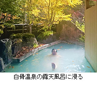 写真：白骨温泉の露天風呂に浸る