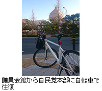 写真：議員会館から自民党本部に自転車で往復