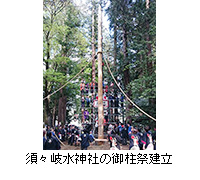 写真：須々岐水神社の御柱祭建立