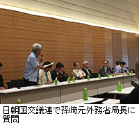 写真：日朝国交議連で孫崎元外務省局長に質問