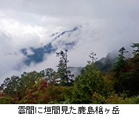 写真：雲間に垣間見た鹿島槍ヶ岳