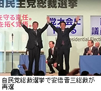 写真：自民党総裁選挙で安倍晋三総裁が再選