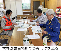 写真：大井県議事務所で災害レクを承る