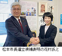 写真：松本市長選立候補表明の花村氏と