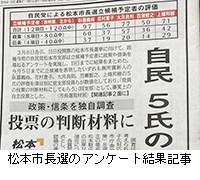 写真：松本市長選のアンケート結果記事