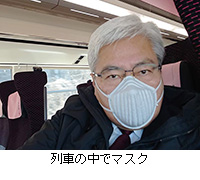 写真：列車の中でマスク