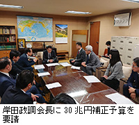 写真：岸田政調会長に30兆円補正予算を要請