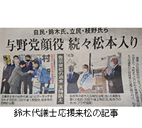 写真：鈴木代議士応援来松の記事