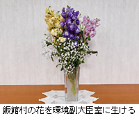 写真：飯館村の花を環境副大臣室に生ける