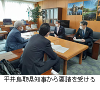 写真：平井鳥取県知事から要請を受ける